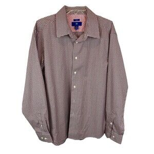 Egara Shirt  Mens XL  Non-Iron Slim Fit Button Front w Contrast Cuff  Red Plaid